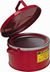 Justrite - 2 Gallon Capacity, Coated Steel, Red Bench Can - 5-7/8 Inch High x 11-1/2 Inch Diameter, 9-3/4 Inch Dasher Diameter - USA Tool & Supply