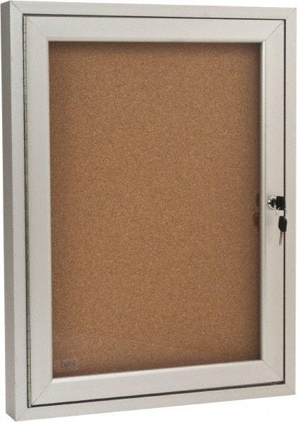 Ghent - 18" Wide x 24" High Enclosed Cork Bulletin Board - Tan - USA Tool & Supply