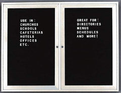 Ghent - 1 Door, 24 Inch Wide x 36 Inch High, Acrylic Enclosed Letter Board - Black - USA Tool & Supply
