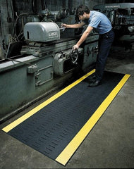 Wearwell - 30' Long x 2' Wide, Dry/Wet Environment, Anti-Fatigue Matting - Black, Vinyl with Vinyl Base, Beveled on 4 Sides - USA Tool & Supply
