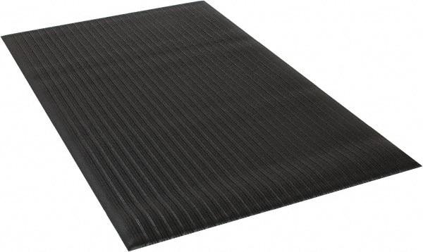 Wearwell - 5' Long x 3' Wide, Dry Environment, Anti-Fatigue Matting - Black, Vinyl with Vinyl Sponge Base, Rounded on 4 Sides - USA Tool & Supply