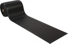 Wearwell - 60' Long x 2' Wide, Dry Environment, Anti-Fatigue Matting - Black, Vinyl with Vinyl Sponge Base, Rounded on 4 Sides - USA Tool & Supply