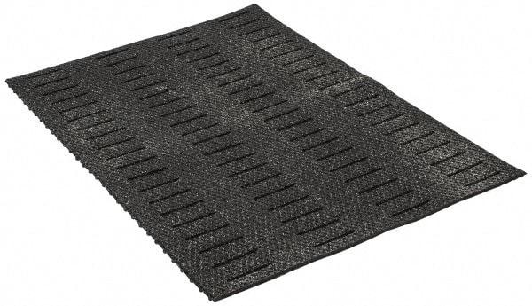 Wearwell - 3' Long x 2' Wide, Dry/Wet Environment, Anti-Fatigue Matting - Black, Vinyl with Vinyl Base, Beveled on 4 Sides - USA Tool & Supply