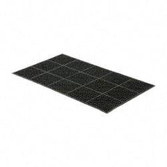 Wearwell - 5' Long x 3' Wide, Dry/Wet Environment, Anti-Fatigue Matting - Black, Natural Rubber with Rubber Base, Beveled on 4 Sides - USA Tool & Supply