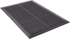 Wearwell - 3' Long x 2' Wide, Dry Environment, Anti-Fatigue Matting - Black, Natural Rubber with Rubber Base, Beveled on 4 Sides - USA Tool & Supply