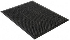 Wearwell - 4' Long x 3' Wide, Dry Environment, Anti-Fatigue Matting - Black, Natural Rubber with Rubber Base, Beveled on 4 Sides - USA Tool & Supply