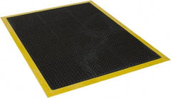 Wearwell - 4' Long x 3' Wide, Dry Environment, Anti-Fatigue Matting - Black with Yellow Borders, Natural Rubber with Rubber Base, Beveled on 4 Sides - USA Tool & Supply