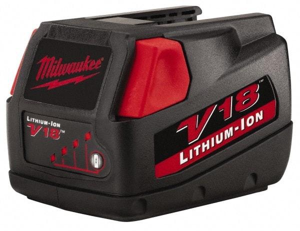 Milwaukee Tool - 18 Volt Lithium-Ion Power Tool Battery - 3 Ahr Capacity, 1 hr Charge Time, Series V18 - USA Tool & Supply