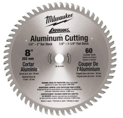 Milwaukee Tool - 8" Diam, 5/8" Arbor Hole Diam, 60 Tooth Wet & Dry Cut Saw Blade - Carbide-Tipped, Burr-Free & Smooth Action, Standard Round Arbor - USA Tool & Supply