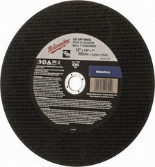 Milwaukee Tool - 12" 24 Grit Aluminum Oxide Cutoff Wheel - 1/8" Thick, 1" Arbor, 6,360 Max RPM, Use with Angle Grinders - USA Tool & Supply