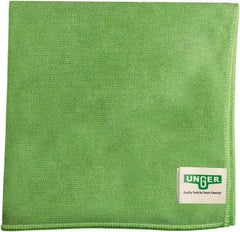 Unger - Flat Fold Microfiber Wipes - 16" x 15" Sheet Size, Green - USA Tool & Supply