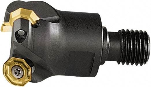 Seco - 43° Lead Angle, 40mm Max Cut Diam, 32mm Min Cut Diam, 3.5mm Max Depth of Cut, Indexable Chamfer and Angle End Mill - 3 Inserts, OF.. 05.. Insert Style, 40mm Overall Length, Through Coolant, Modular Connection - USA Tool & Supply
