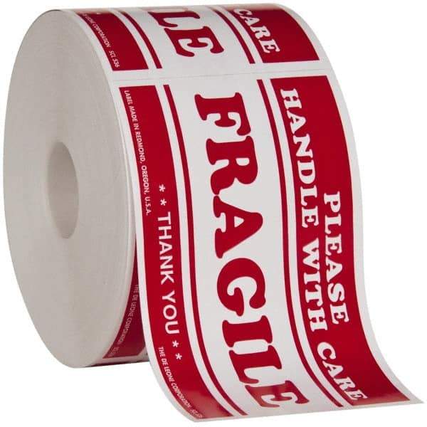 Made in USA - Fragile Please Handle With Care Shipping Label - 5" High x 3" Wide - USA Tool & Supply