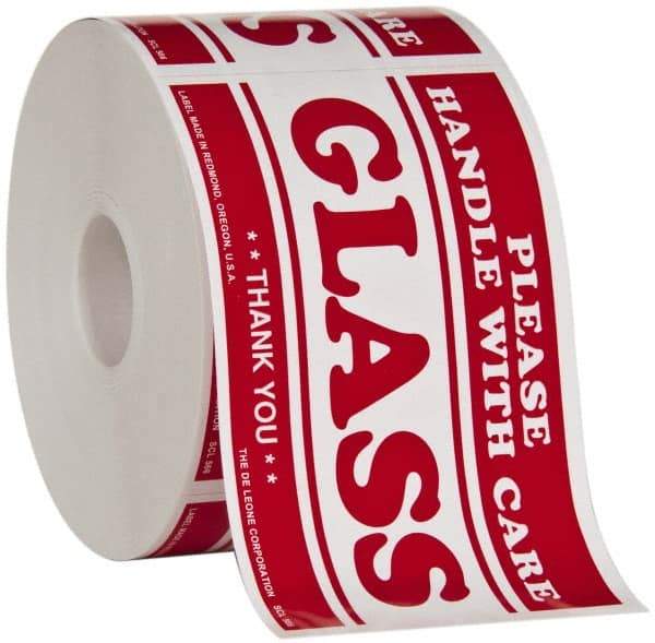Made in USA - Glass Please Handle With Care Shipping Label - 5" High x 3" Wide - USA Tool & Supply