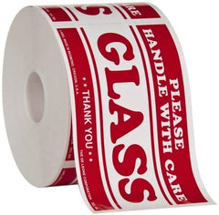 Made in USA - Glass Please Handle With Care Shipping Label - 5" High x 3" Wide - USA Tool & Supply