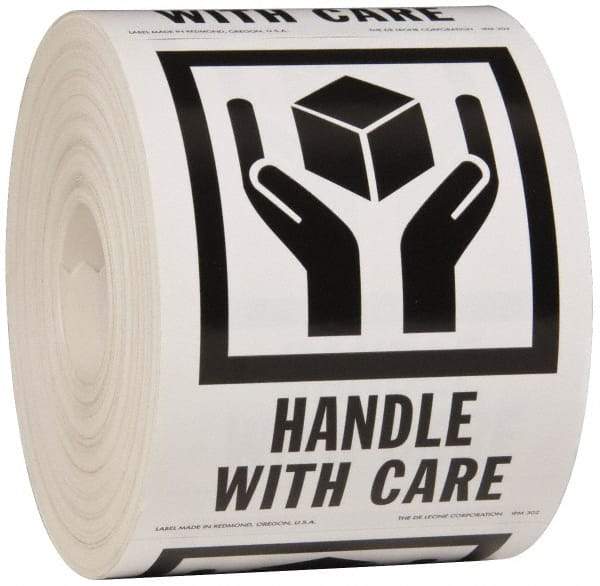 Made in USA - Handle With Care Shipping Label - 3" High x 4" Wide - USA Tool & Supply