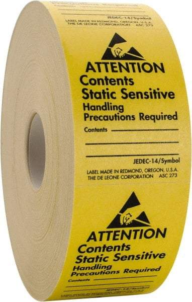 Made in USA - Attention Contents Static Sensitive Shipping Label - 1-3/4" High x 2-1/2" Wide - USA Tool & Supply