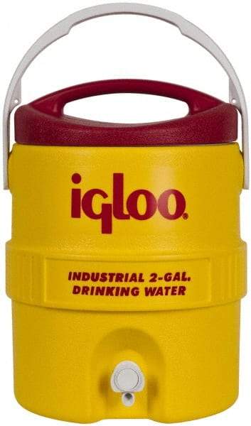 Igloo - 2 Gal Beverage Cooler - Plastic, Yellow/Red - USA Tool & Supply