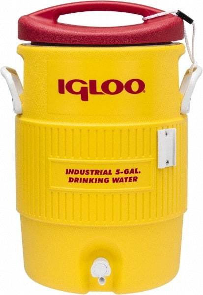 Igloo - 5 Gal Beverage Cooler - Plastic, Yellow/Red - USA Tool & Supply