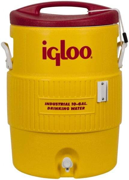 Igloo - 10 Gal Beverage Cooler - Plastic, Yellow/Red - USA Tool & Supply