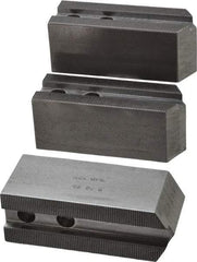 H & R Manufacturing - 1.5mm x 60° Serrated Attachment, Square Soft Lathe Chuck Jaw - 3 Jaws, Steel, 1.181" Btw Mount Hole Ctrs, 5" Long x 1-3/4" Wide x 2" High, 0.63" Groove, 12mm Fastener - USA Tool & Supply