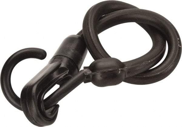 The Perfect Bungee - Stretch-n-Flex Web Tie Down with Molded in Hook & Safety Clasp - 18" OAL, Black - USA Tool & Supply