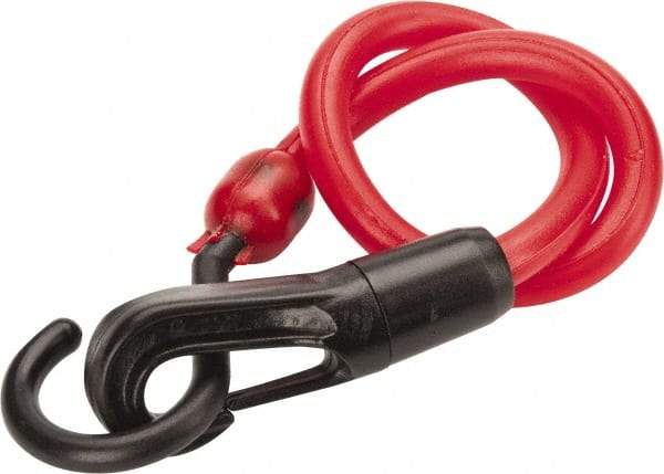 The Perfect Bungee - Stretch-n-Flex Web Tie Down with Molded in Hook & Safety Clasp - 18" OAL, Red - USA Tool & Supply