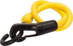The Perfect Bungee - Stretch-n-Flex Web Tie Down with Molded in Hook & Safety Clasp - 18" OAL, Yellow - USA Tool & Supply