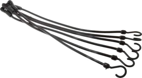 The Perfect Bungee - Stretch-n-Flex Web Tie Down with Molded in Hook & Safety Clasp - 24" OAL, Black - USA Tool & Supply