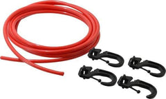 Polyflex - 10' Long x 1/4" Diam, Red Tie Down Rope Kit - With 4 Hooks - USA Tool & Supply