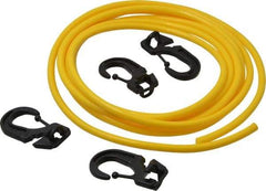 Polyflex - 10' Long x 1/4" Diam, Yellow Tie Down Rope Kit - With 4 Hooks - USA Tool & Supply
