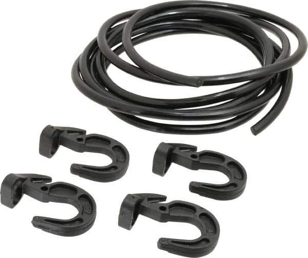 Polyflex - 10' Long x 5/16" Diam, Black Tie Down Rope Kit - With 4 Hooks - USA Tool & Supply