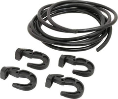 Polyflex - 10' Long x 5/16" Diam, Black Tie Down Rope Kit - With 4 Hooks - USA Tool & Supply
