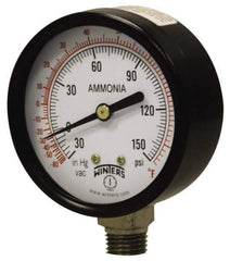 Winters - 4" Dial, 1/4 Thread, 30-0-300 Scale Range, Pressure Gauge - Lower Connection Mount, Accurate to 3-2-3% of Scale - USA Tool & Supply