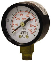 Winters - 1-1/2" Dial, 1/8 Thread, 0-60 Scale Range, Pressure Gauge - Lower Connection Mount, Accurate to 3-2-3% of Scale - USA Tool & Supply
