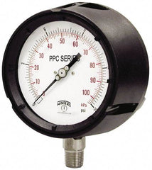 Winters - 4-1/2" Dial, 1/2 Thread, 0-10,000 Scale Range, Pressure Gauge - Lower Connection Mount, Accurate to 0.5% of Scale - USA Tool & Supply