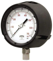 Winters - 4-1/2" Dial, 1/2 Thread, 0-60 Scale Range, Pressure Gauge - Lower Connection Mount, Accurate to 0.5% of Scale - USA Tool & Supply