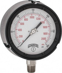 Winters - 4-1/2" Dial, 1/2 Thread, 0-300 Scale Range, Pressure Gauge - Lower Connection Mount, Accurate to 0.5% of Scale - USA Tool & Supply