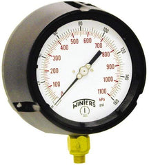 Winters - 4-1/2" Dial, 1/4 Thread, 30-0-60 Scale Range, Pressure Gauge - Lower Connection Mount, Accurate to 0.5% of Scale - USA Tool & Supply