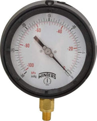 Winters - 4-1/2" Dial, 1/4 Thread, 30-0 Scale Range, Pressure Gauge - Lower Connection Mount, Accurate to 0.5% of Scale - USA Tool & Supply
