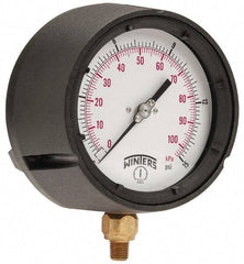 Winters - 4-1/2" Dial, 1/4 Thread, 0-15 Scale Range, Pressure Gauge - Lower Connection Mount, Accurate to 0.5% of Scale - USA Tool & Supply