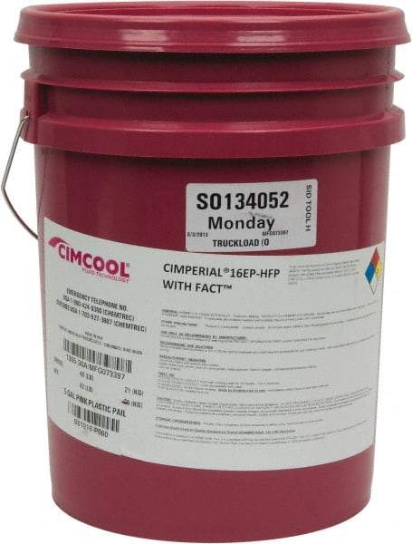 Cimcool - Cimperial 16EP-HFP, 5 Gal Pail Cutting Fluid - Water Soluble, For Boring, Drilling, Grinding, Milling, Reaming, Tapping, Turning - USA Tool & Supply