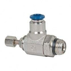 Value Collection - 145 Max psi, Meter Out Screw Adjusted Flow Control Valve - Buna N O Ring, 1/4" Tube Outside Diam - USA Tool & Supply