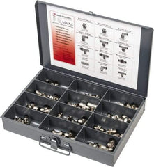 Value Collection - 36 Piece, Push to Connect Fitting Kit - Mixed Universal Threads, 10mm Tube - USA Tool & Supply