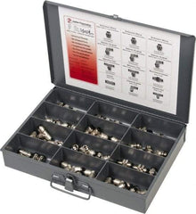 Value Collection - 60 Piece, Push to Connect Fitting Kit - Mixed Universal Threads, 8mm Tube - USA Tool & Supply