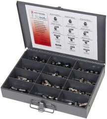 Value Collection - 60 Piece, Push to Connect Fitting Kit - Mixed Universal Threads, 1/4" Tube - USA Tool & Supply