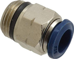 Value Collection - 3/8" Outside Diam, 3/8 Universal, Nickel Plated Brass Push-to-Connect Tube Male Connector - 250 Max psi, Tube to Universal Thread Connection, Buna O-Ring - USA Tool & Supply
