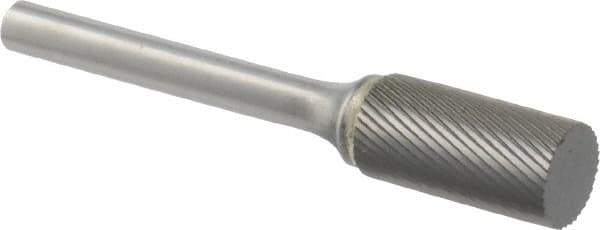M.A. Ford - 1/2" Cut Diam, 1/4" Shank Diam, Cylinder Head Double Cut Burr - Carbide, Flat End, 1" LOC, 3" OAL - USA Tool & Supply
