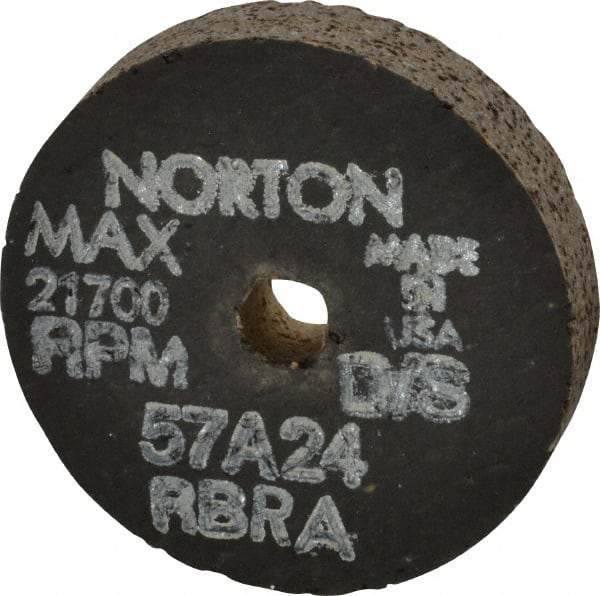Norton - 2-1/2" Diam x 3/8" Hole x 1/2" Thick, R Hardness, 24 Grit Surface Grinding Wheel - Aluminum Oxide, Type 1, Very Coarse Grade, 21,700 Max RPM, No Recess - USA Tool & Supply