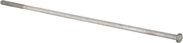Value Collection - 7/8-9 Thread, 36" Length Under Head, Steel Hex Head Bolt - Hot Dipped Galvanized Coated, UNC Thread, ASTM A307, Grade 2 - USA Tool & Supply